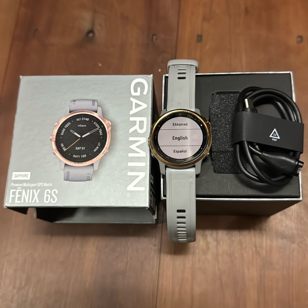 Garmin Fenix 6S - sapphire 47mm - rose gold tone with powder grey band